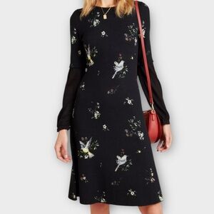 Aldo Martins Women’s Dress Small Petite Wool Blend Birds Feminine Dainty